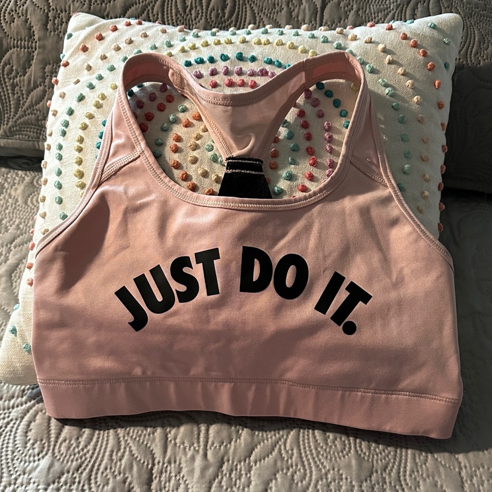 Nike Victory Compression Light Pink Logo Sports Bra size medium